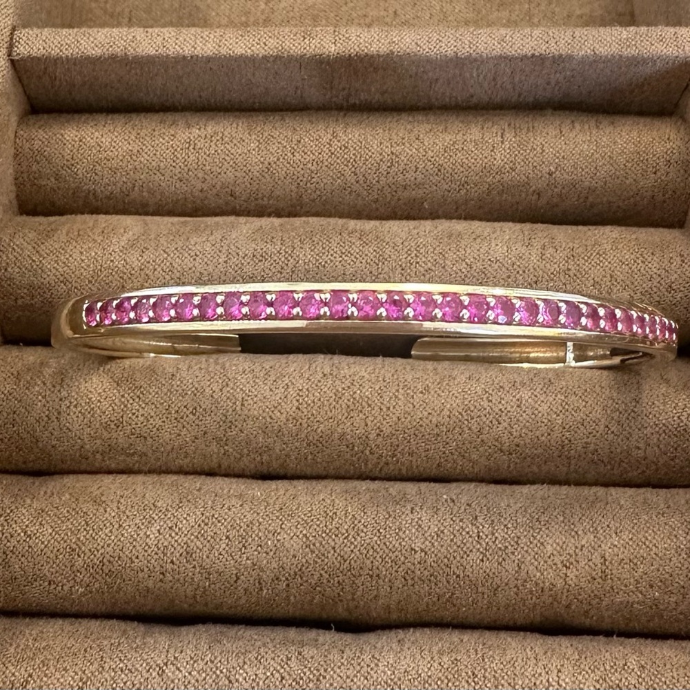 Elegant Pink Sapphire Bangle Bracelet - Women Jewelry